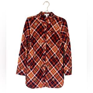 Kim Rogers Plaid Long Sleeve Jewel Tunic - Small